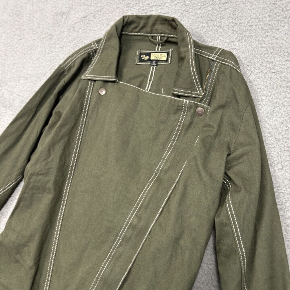 Suzanne Betro Denim Jacket Womens 2XL Olive Green Belted Coat Zip Up - Picture 3 of 16